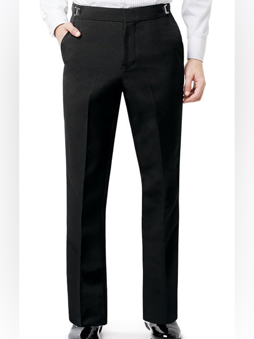 Men's Black Adjustable Flat Front Tuxedo Pant